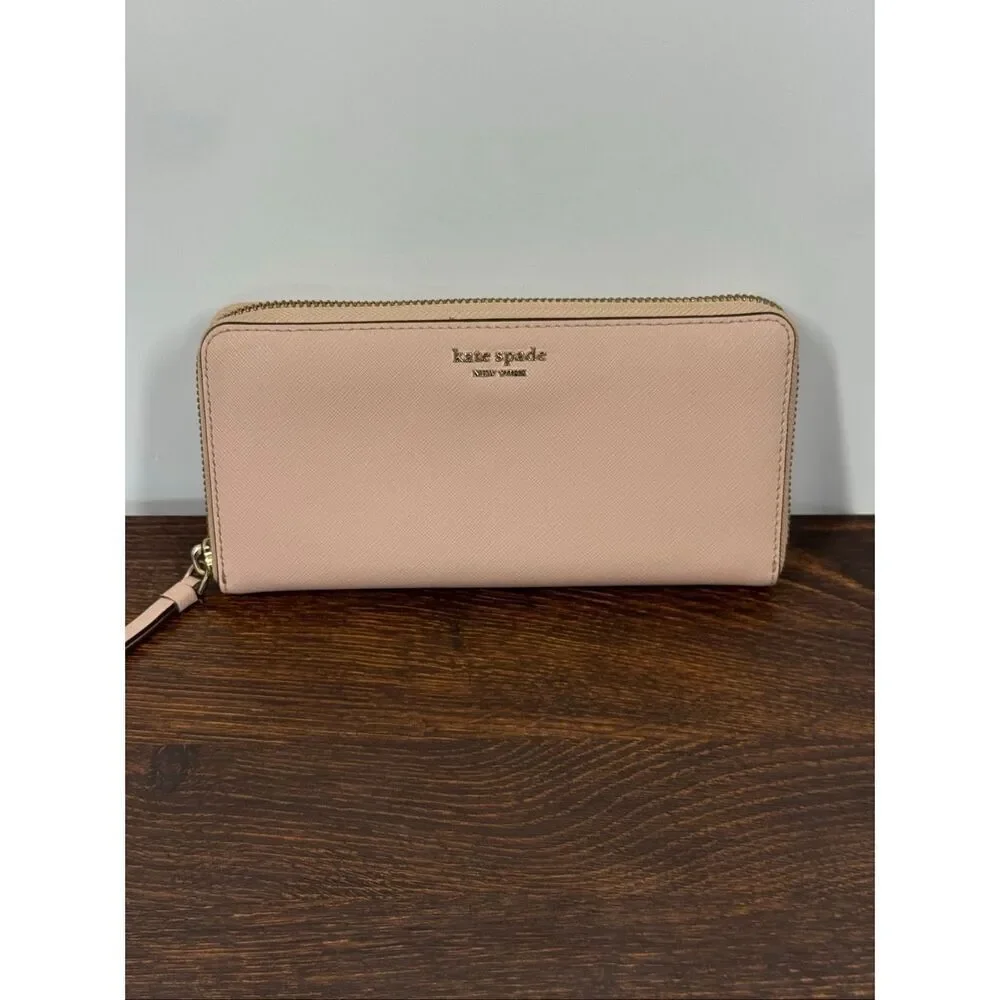 Kate spade large Madison continent Wallet pink 7.5x4”